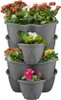 Stapelbare bloempotten set, 4-delig, in antraciet - Productafbeelding-voorbeeld 1