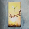 Dekor Leinwand Uhr Wandbilder 30x60 Malerei Kraniche bei Produktbild-Vorschau 2