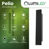 Marketing image for a wall light with product specifications and branding. Náhľad obrázku produktu