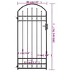 vidaXL Zauntor mit Gewölbter Spitze Stahl 89x200 cm Schwarz Produktbild-Vorschau 4