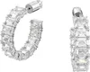 A pair of hoop earrings with clear, rectangular-cut stones, presented against a white background. Produktbild-Vorschau