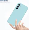 A hand holding a light blue phone case against a white background. Produktbild-Vorschau