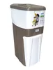 A tall, multi-compartment trash can with a taupe and white color scheme, shown against a white background. Náhľad obrázku produktu