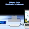 A USB-C hub is shown connected to a laptop, with a tablet and a monitor also visible in the setup. Produktbild-Vorschau