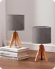 EDISHINE Lampe de chevet Bois Lot de 2, Trépied Lampe de Voir les images du produit 1