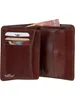 An open brown leather wallet with cards and a banknote inside. Produktbild-Vorschau