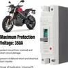 A motorcycle and an electrical circuit breaker are shown side-by-side with descriptive text. Náhľad obrázku produktu