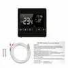 A black digital thermostat and its accessories are laid out on a white background, with a user manual visible. Náhľad obrázku produktu