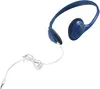 A pair of blue headphones with a white cord is shown against a white background. Podgląd zdjęcia produktu