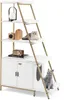 A multi-level cat tree with a cabinet base, featuring two cats. Produktbild-Vorschau