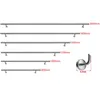 Multiple stainless steel handrails of varying lengths are displayed horizontally, with a close-up of a mounting bracket on the right. Produktbild-Vorschau