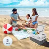 A family having a picnic on the beach with a cooler. Náhled obrázku produktu