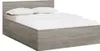 A bed with a headboard and bedding, shown from a side angle against a white background. Produktbild-Vorschau