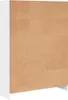 The image shows the side and back of a white bookshelf with a brown particleboard back panel. Produktbild-Vorschau