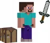 A Minecraft Steve action figure with a crafting table and a sword. Produktbild-Vorschau
