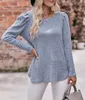 ASKSA Damen Langarmshirt Rundhals Rippstrick Casual Elegant Produktbild-Vorschau 3