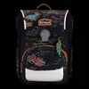 A black backpack with flame graphics and car patches. Voir les images du produit