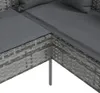 vidaXL Sofa in L-Form mit Kissen Poly Rattan Grau Produktbild-Vorschau 6