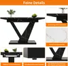 A collage of images showcasing the details of a black dining table with a marble pattern. Anteprima dell’immagine prodotto
