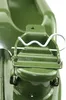 Close-up of the green metal transport canister's locking mechanism. Náhled obrázku produktu