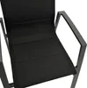 Close-up view of the seat and armrest of a black outdoor chair. Produktbild-Vorschau
