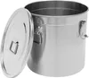 A stainless steel storage container with its lid open. Podgląd zdjęcia produktu
