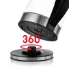 A close-up shot of the base of a glass electric kettle, showing its 360-degree swivel base. Produktbild-Vorschau