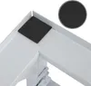 A close-up view of a corner of a white washing machine stand with a black protective pad attached to the top. Produktbild-Vorschau