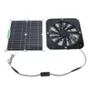 A solar panel and a fan are laid out on a white background, connected by wires and a switch. Produktbild-Vorschau