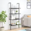 vidaXL Žebříkový regál se 4 policemi černý 64x35x152,5 cm Náhled obrázku produktu 2