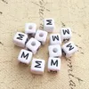 Perles pour lettres, 30 pièces, 6x6 mm, blanc avec noir, Voir les images du produit 1