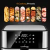 Top view of a digital air fryer with a collage of food images above. Podgląd zdjęcia produktu