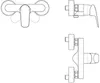 Technical drawings of a shower faucet. Produktbild-Vorschau