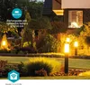 A well-lit garden at dusk with several modern outdoor lights illuminating the landscaping and a house in the background. Produktbild-Vorschau