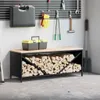 vidaXL Porta legna con piano in legno nero 100,5x35,5x40 cm Anteprima dell’immagine prodotto 2