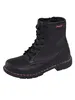 A black boot with pink stitching on a white background. Produktbild-Vorschau