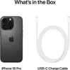 An image showing the contents of an iPhone 16 Pro box, including the phone and a USB-C charging cable. Produktbild-Vorschau
