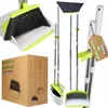 A collage of images showing a broom and dustpan set, its packaging, and close-ups of its features. Náhled obrázku produktu