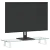 vidaXL Support d'écran blanc 60x20x8 cm verre trempé et Voir les images du produit 3