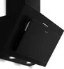 A close-up, angled view of a black range hood against a white background. Produktbild-Vorschau