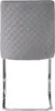 A back view of a gray quilted dining chair with silver metal legs. Náhľad obrázku produktu