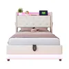A bed with a headboard and bedding, displayed on a white background. Produktbild-Vorschau