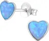 925 Sterling Silber Ohrstecker Herz synthetischer Opal in Produktbild-Vorschau 1