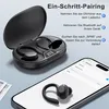 An image showing a pair of black wireless earbuds in their charging case, along with a smartphone displaying Bluetooth pairing instructions. Produktbild-Vorschau