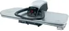 A professional studio shot of a silver and black steam ironing press. Produktbild-Vorschau
