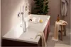 A bathroom scene with a bathtub, a plant, and a stool. Anteprima dell’immagine prodotto
