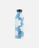 A blue water bottle with white cloud patterns and a black cap, isolated on a white background. Anteprima dell’immagine prodotto