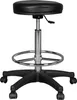 A black adjustable stool with a chrome footrest and rolling base. Produktbild-Vorschau