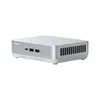 A silver and white ASUS mini PC is shown from a side angle against a white background. Podgląd zdjęcia produktu