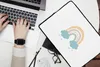 MuchoWow® Laptop Hülle 14 ZollRegenbogen - Herzen - Wolken Produktbild-Vorschau 2